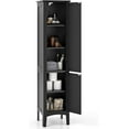 thumbnail image 1 of HYJY Tall Bathroom Storage Cabinet, Freestanding Narrow Linen Tower Cabinet with Bottom Adjustable Shelves & 2 Doors, Modern Slim Floor Cupboard Cabinets for Small Spaces, Living Room(Black), 1 of 14