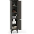 thumbnail image 1 of HYJY Tall Bathroom Storage Cabinet, Freestanding Narrow Linen Tower Cabinet with Bottom Adjustable Shelves & 2 Doors, Modern Slim Floor Cupboard Cabinets for Small Spaces, Living Room(Brown), 1 of 14