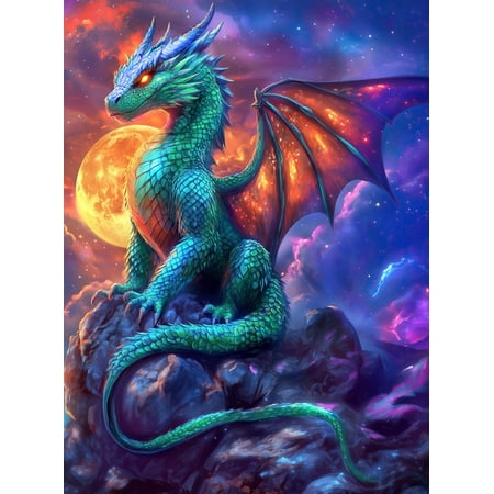 Prime Time Puzzles 1000 Piece Jigsaw Puzzle for Adults - Gothic Fantasy Dragon Under The Moonlight - Challenging Puzzle Perfect for Game Nights - Colorful and Unique - 20x27 inches (Dragon Eclipse)
