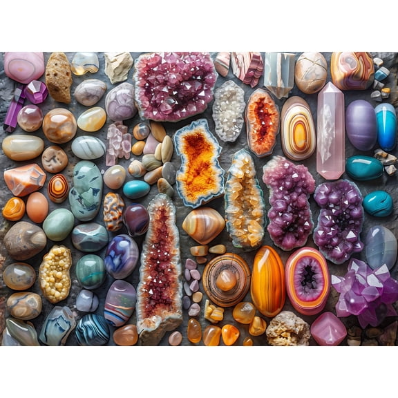 Prime Time Puzzles 1000 Piece Rock Jigsaw Puzzle for Adults - Colorful Crystals and Healing Stones - Challenging Puzzle Perfect for Game Nights - Unique and Difficult - 20x27 inches (Chakra Rockin)
