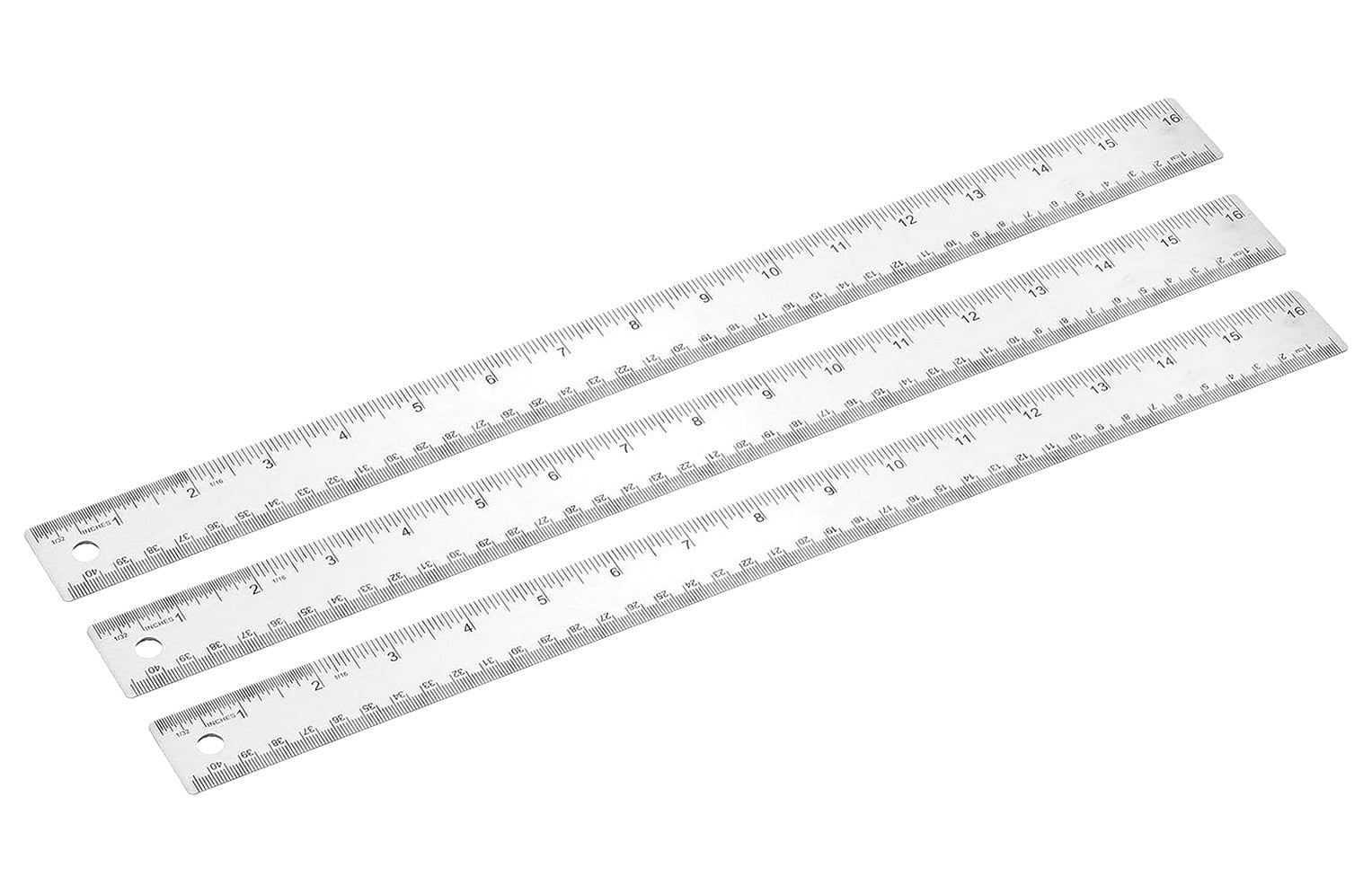 HYKE 16 Inch Steel Ruler, 3 Pieces Cork Backing Metal Ruler with Inches ...