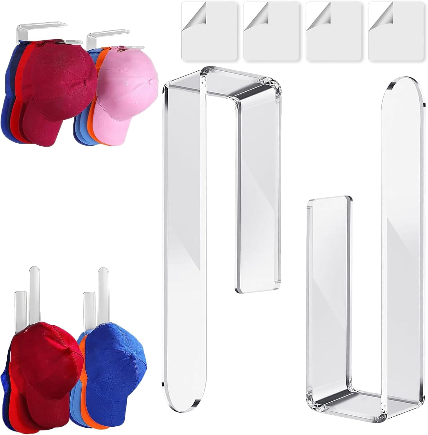 HYKE 2 Pack Hat Organizer for Wall, Multi-pose Acrylic Hat Organizer ...