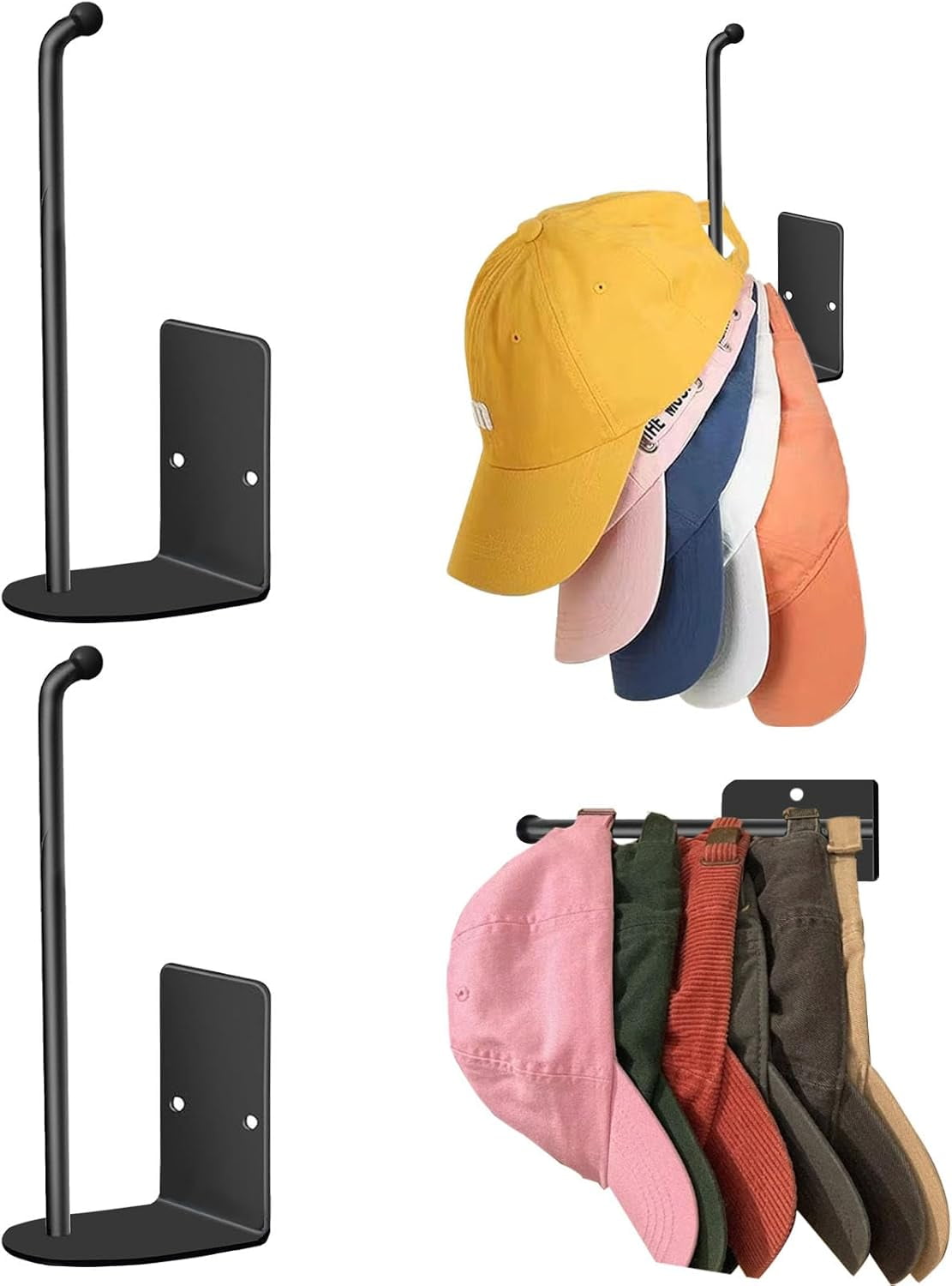 HYKE 2 Pack Hat Racks for Baseball Caps Stainless Steel Adhesive Hat ...