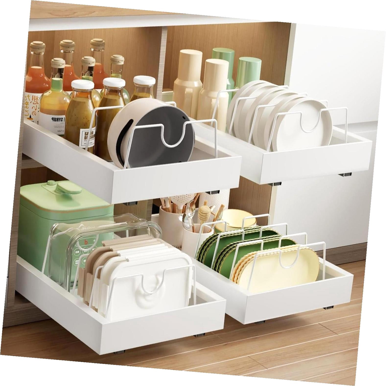 HYKE 2 Pack Pull Out Cabinet Organizer with 8 Dividers,21.8