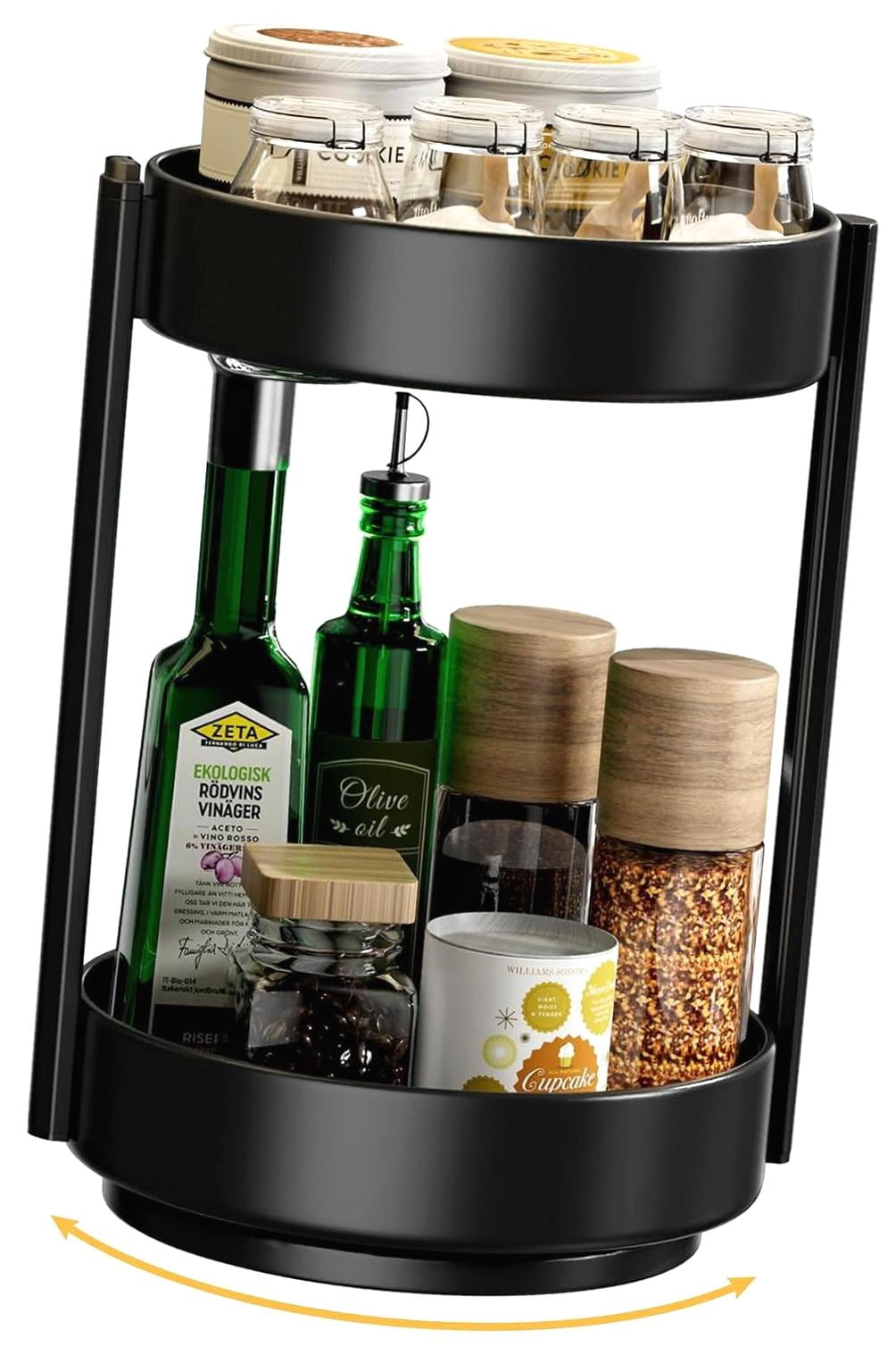 HYKE 2 Tier Lazy Susan Spice Organizer -Turntable Seasoning Organizer ...
