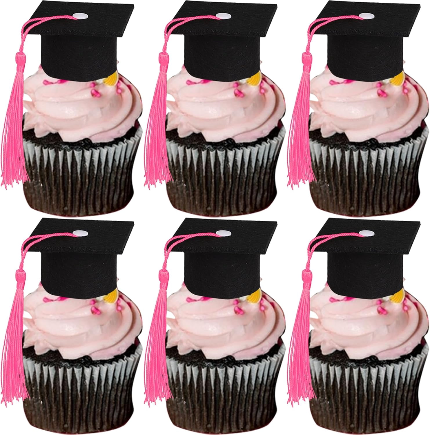 HYKE 24 Pack 2024 3D Graduation Cap Cupcake Tors 2024 DIY Congrats Grad ...