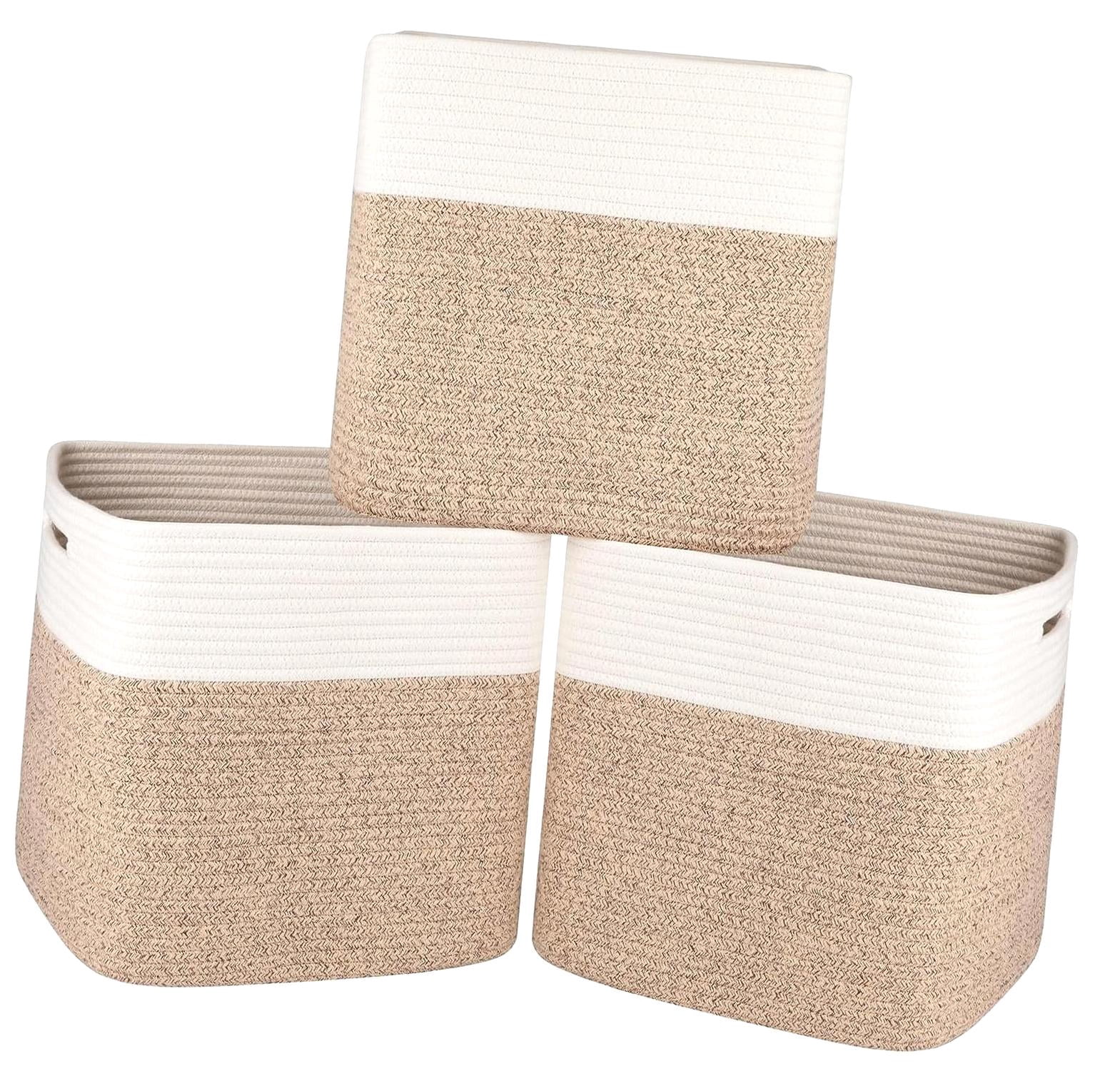 HYKE 3-Pack Storage Cubes, Cotton Rope Woven Baskets for Organizing, 13 ...