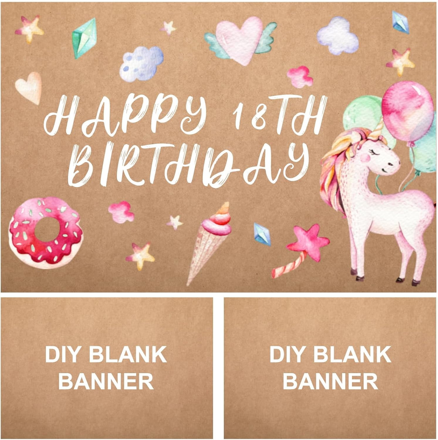 HYKE 3 Pcs Large Blank Kraft Paint Paper Banners 3 x 4 Feet DIY Blank ...