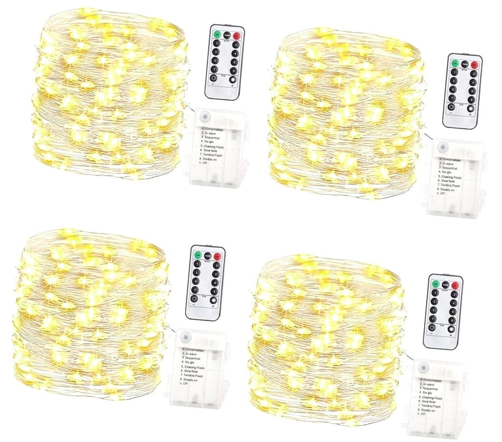 HYKE 4 Pack 16.4 Feet 50 Fairy Lights Battery Operated with Remote