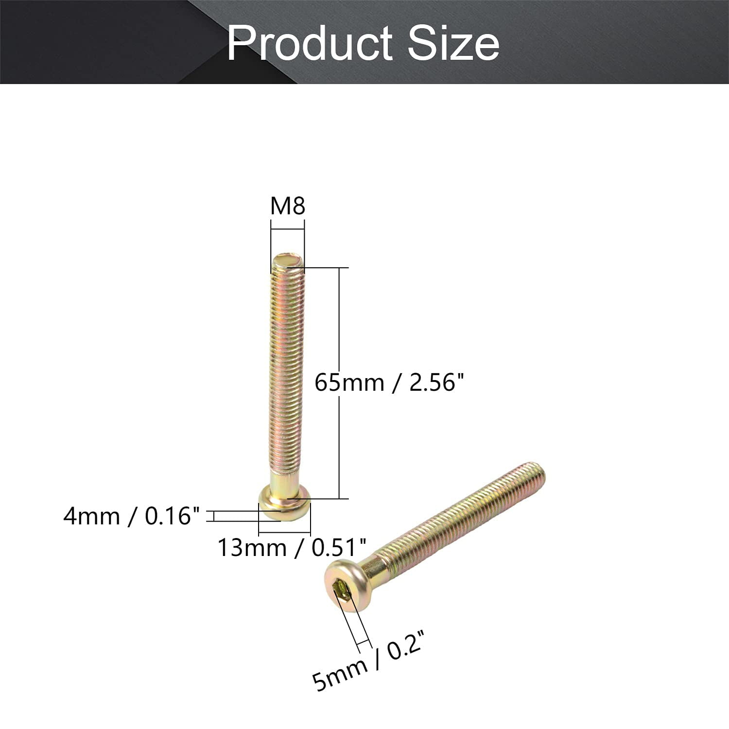 HYKE 5Pcs M8-1.25 x150mm Hex Socket Flat Bolt, Extended Length Internal ...