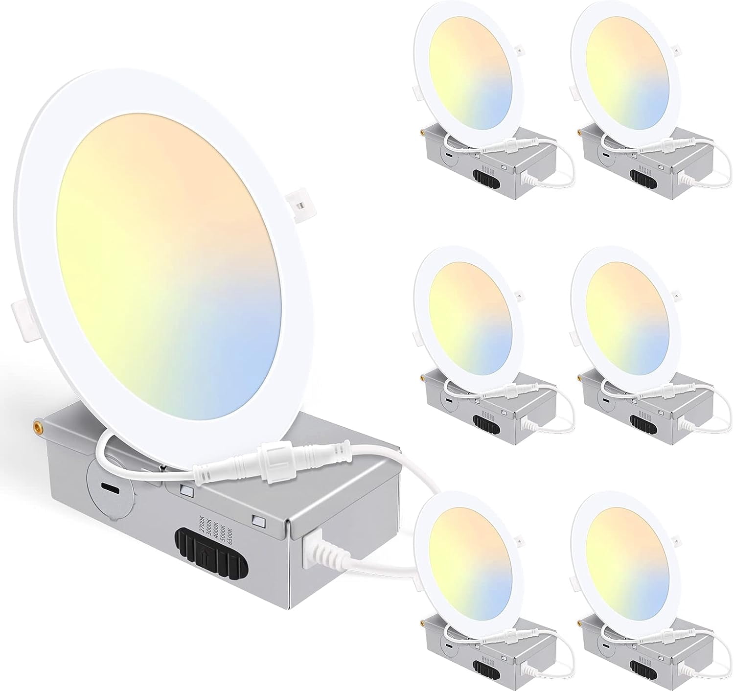 HYKE 6 Pack 5CCT Ultra-Thin LED Recessed Lighting 6 Inch, Downlight ...