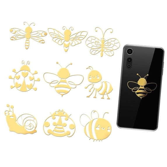 HYKE 9pcs Golden Metal Stickers 1.6x1.6 Inch Metal Stickers Bees Snails ...
