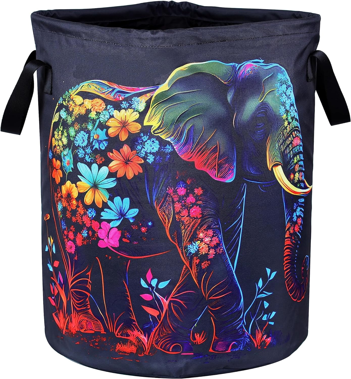Colorful Elephant Quilted Laundry Basket NCU0NXD399