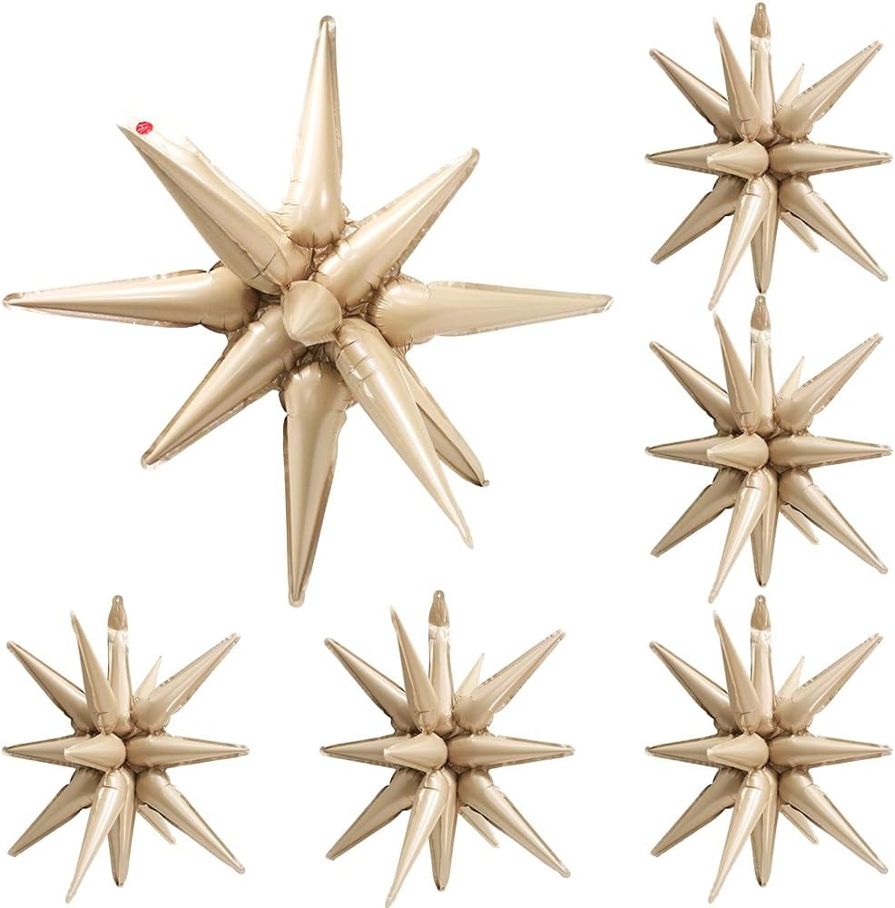 Cream Star Foil Balloons - 22in & 10in Star Balloons For Baby Shower, Boho Wedding, Birthday Party Decor