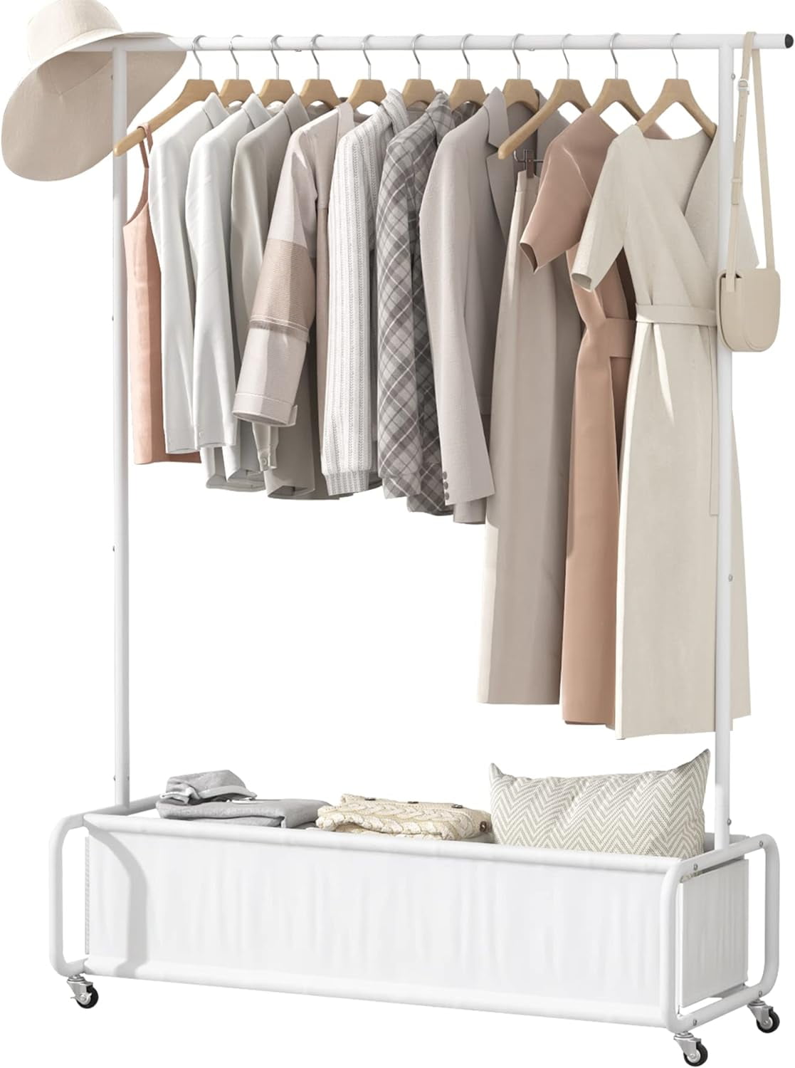 HYKE Clothes Rack With Large Storage Bag, Clothes Organizer Stand on ...