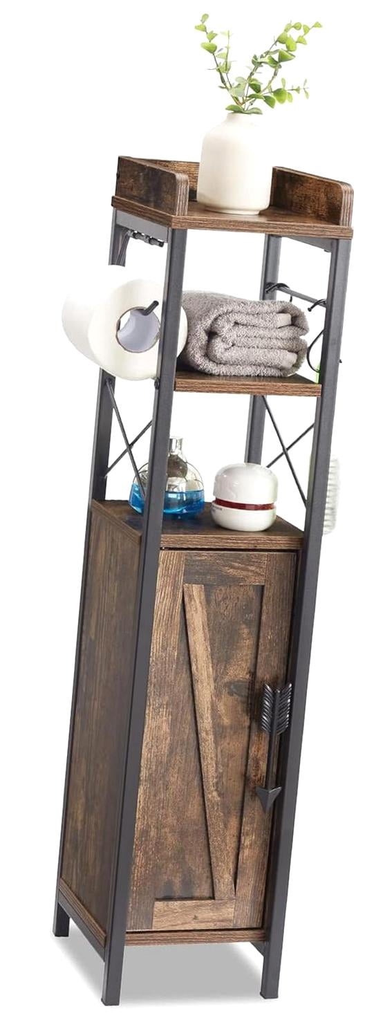 Image showcasing HYKE Compact Bathroom Storage, Slim Toilet Paper Cabinet Featuring Door ...