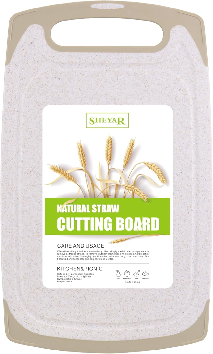HYKE Cutting Board for Kitchen, Wheat Straw ber Cutting Board, Dish ...