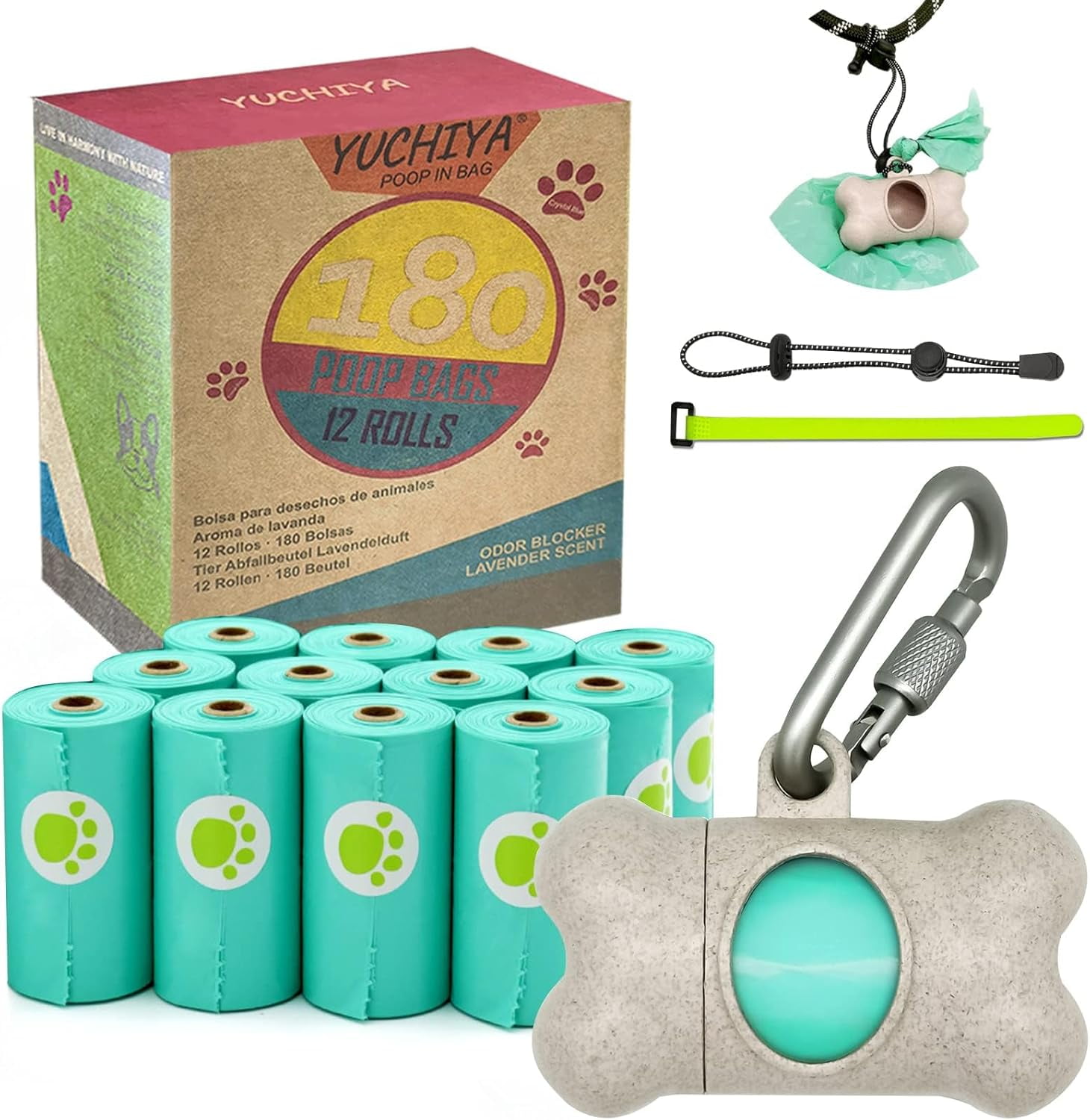 OdoBan Pet Waste Pickup Bags - 120 Count Roll, Leak-Resistant Dog Poop Bags, Compact For On-the-Go