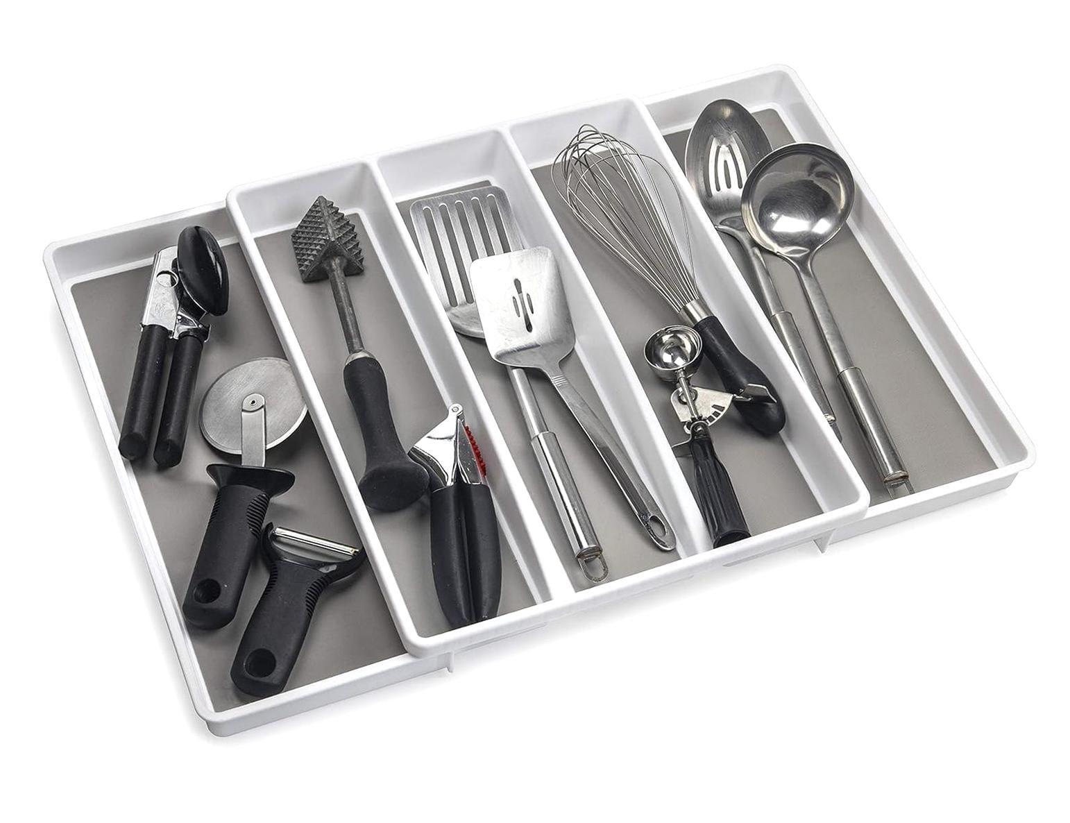 HYKE Expandable Utensil Drawer Organizer, Adjustable 5-Section Large ...
