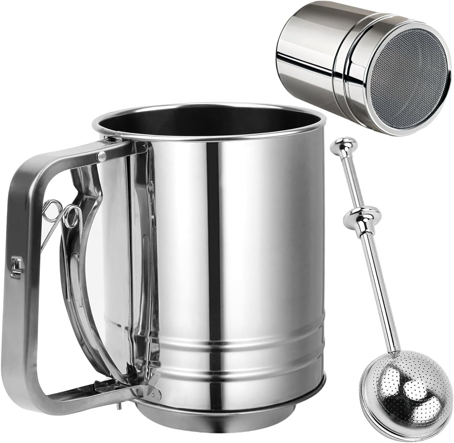 HYKE Flour Sifter, 3 Cup Flour Sifter for Ba Stainless Steel 3 in1 ...