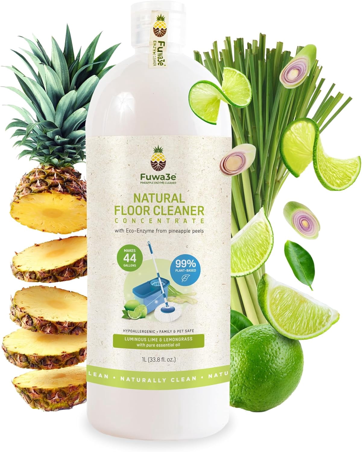 HYKE Fuwa3e Pine Enzyme Natural Floor Cleaner Lime & ongrass - 33.8oz 1 ...