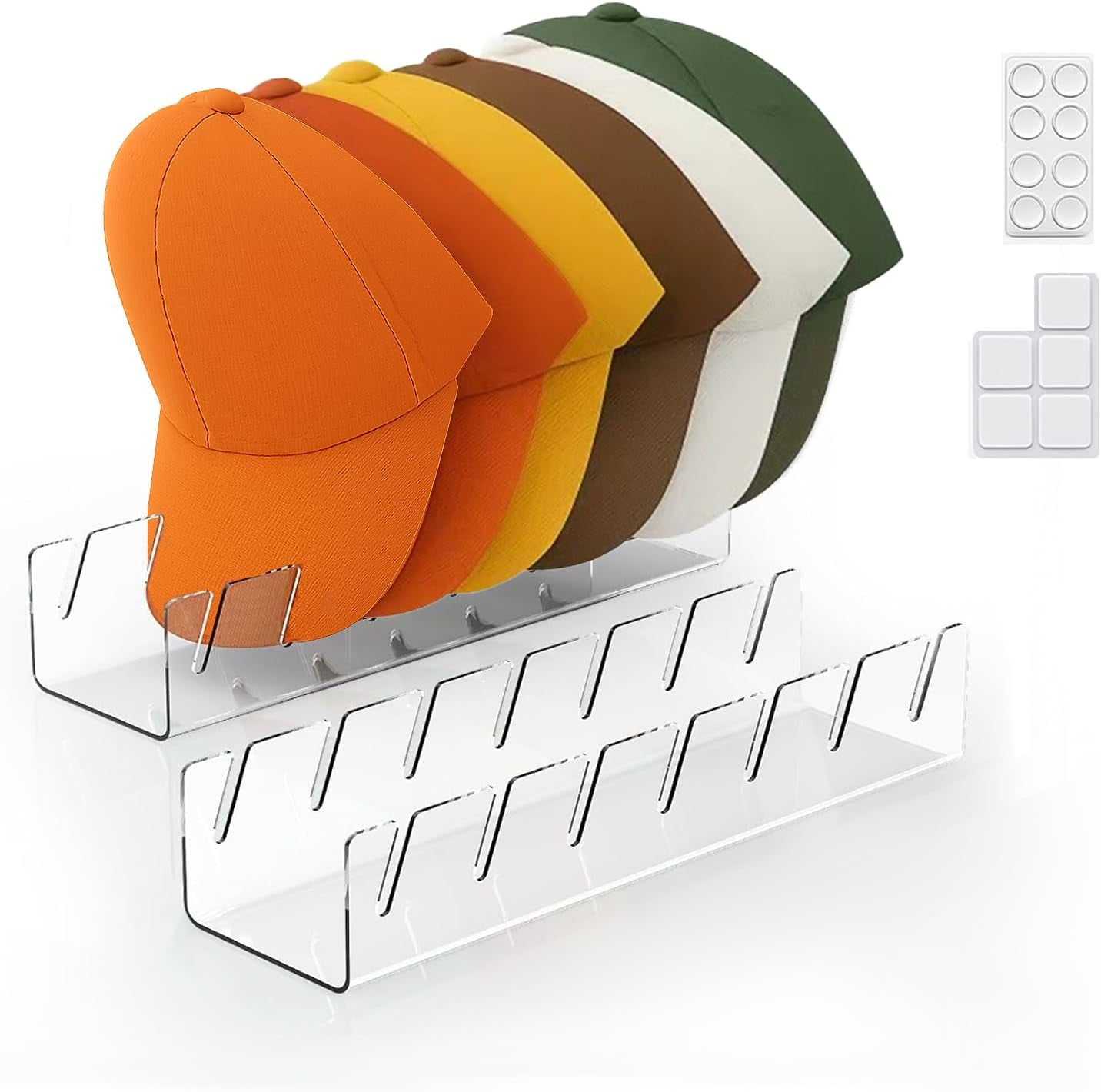 HYKE Hat Stand for Baseball Cap, No Install Acrylic Hat Rack for 7 ...