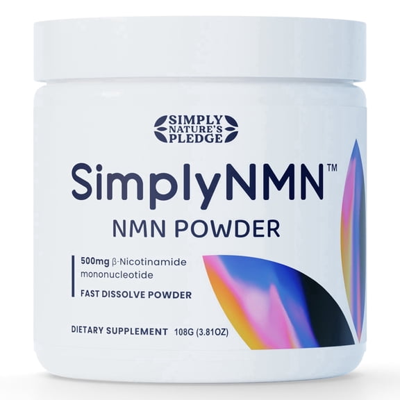 Simply Nature's Pledge NMN Powder 500mg NAD+ Support Unflavored Gluten-Free 3.81 Ounce 200 Servings