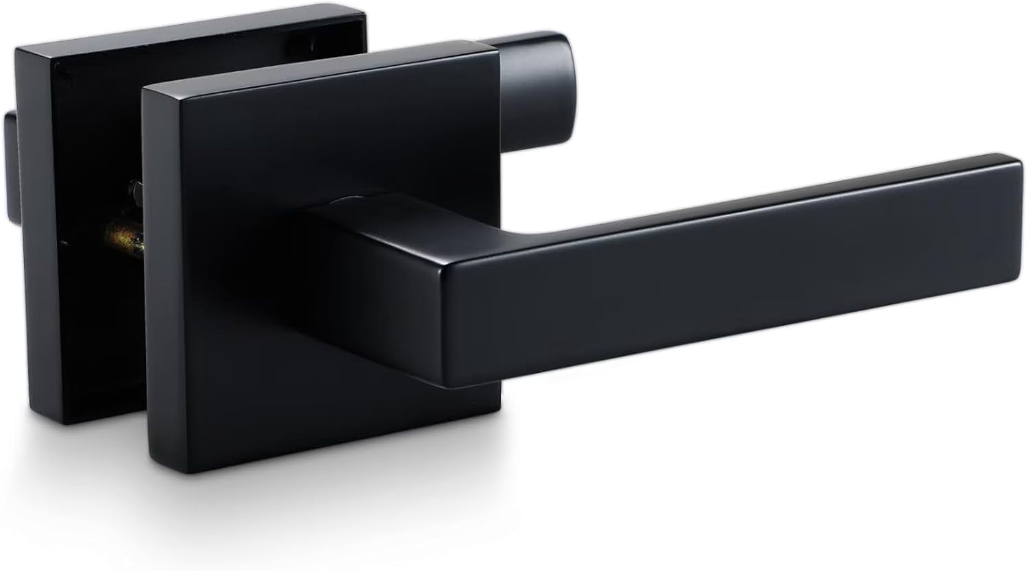 Matte Black Passage Door Knobs - 3 Pack Heavy Duty Square Knobs For Closets & Hallways