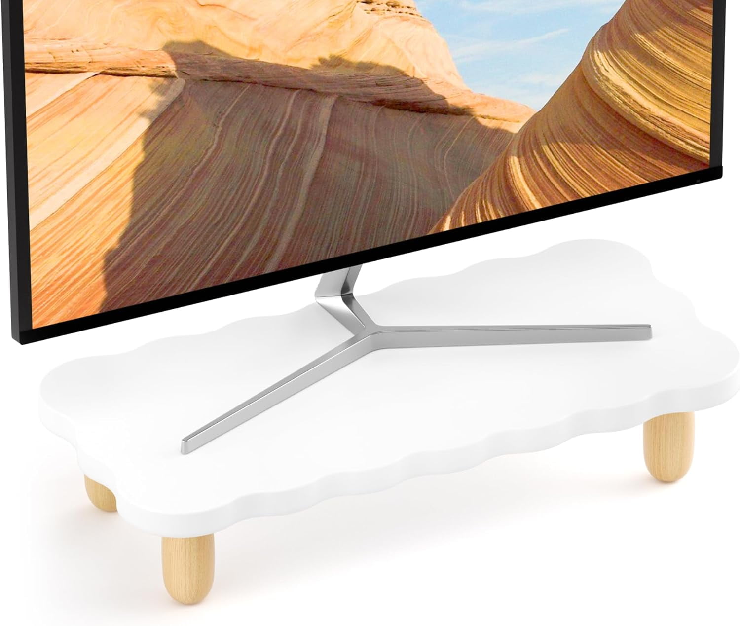 HYKE Monitor Stand Riser,Cookie-Shaped Sturdy Wood Computer Monitor ...