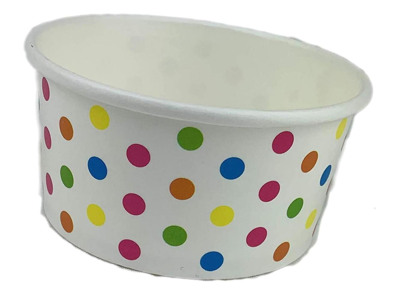 HYKE Paper Ice Cups Polka Dot Paper Yogurt Cups 4oz Mix 50 pack ...