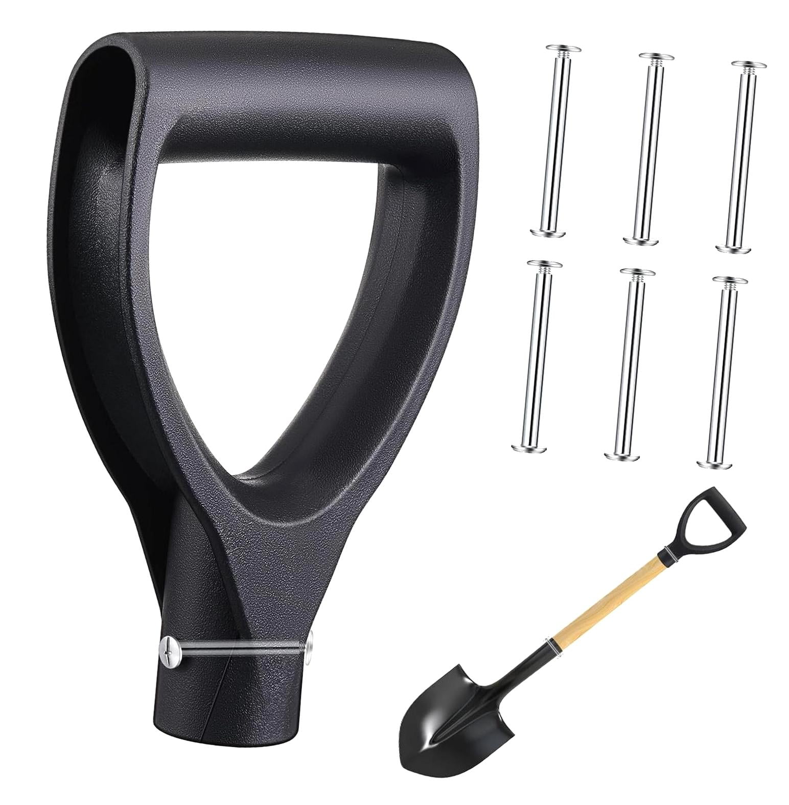 MroMax 2Pcs Shovel D Grip Handle, 1-1/4" Inner Diameter 2-Packs, Red-Black