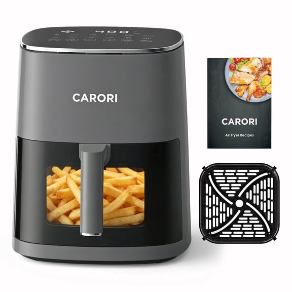 6Qt Air Fryer with Viewing Window, 12 Preset, Large Capacity, 400 Max Crisp, 1700W Quick Even Easy Meals, Nonstick Dishwasher Safe Basket, Bake Roast Dehydrate Reheat GRAY