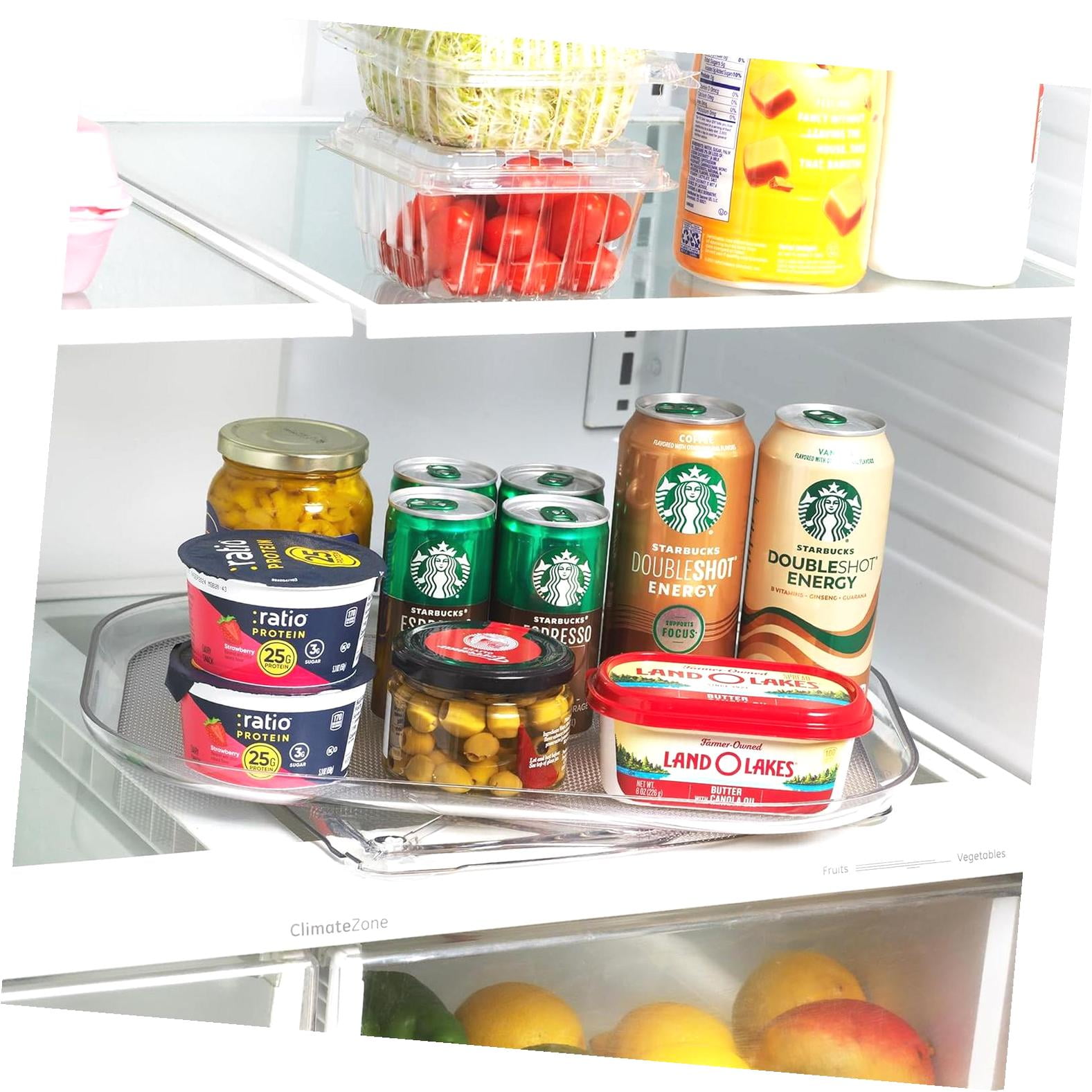 HYKE Refrigerator Lazy Susan - Clear Rectangular Fridge Organizer ...