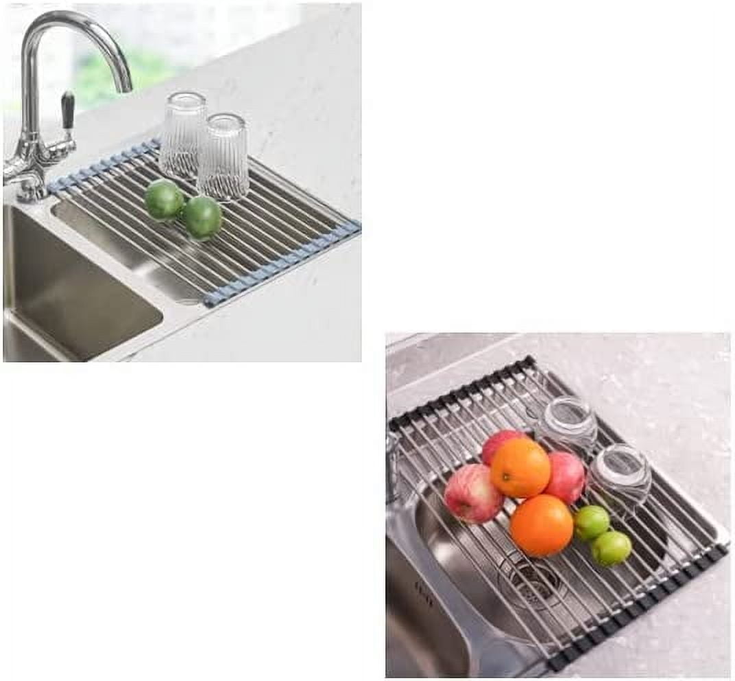 HYKE Roll Up Dish Drying Rack Over The Sink for en Organizer Rolling ...