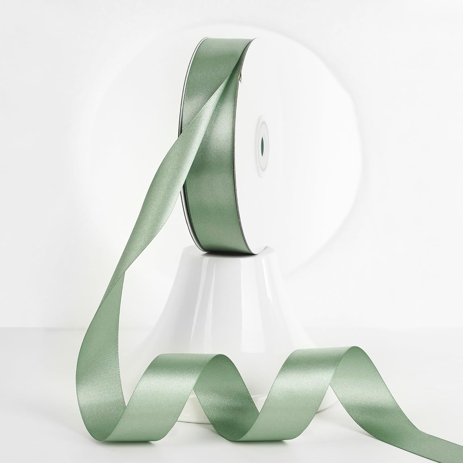 MAYREEL 2.5 Inch Sage Green Satin Ribbon - 10 Yard Roll, Double Faced - For Wedding Decor, Gift Wrapping, Crafts