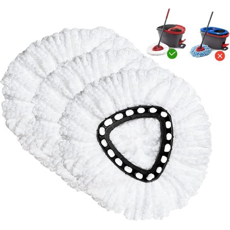 HYKE Spin Mop Replaent Head 3 Pack Mop Rell Compatible with Ocedar Triangle Swivel Mops ber Swivel Mop Rell,Deep Clean,Mane Washable and Easy to Replace
