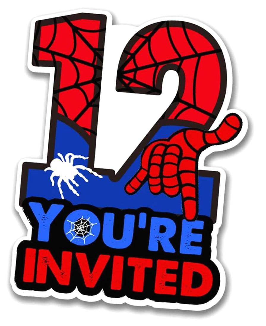 HYKE Superhero 12th Birthday Party Invitations with Envelopes 12 Year Old Birthday Shaped Invites Card Superhero Boy Decorations Supply, 20 Count