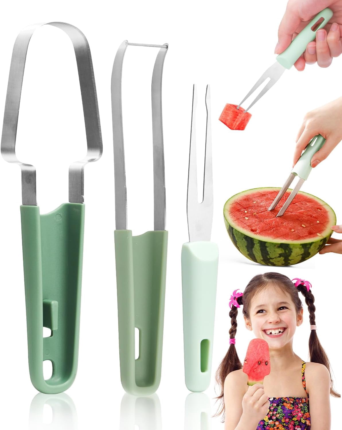 HYKE Watermelon Slicer Cutter, 3-in-1 Multi Stainless Steel Melon ...