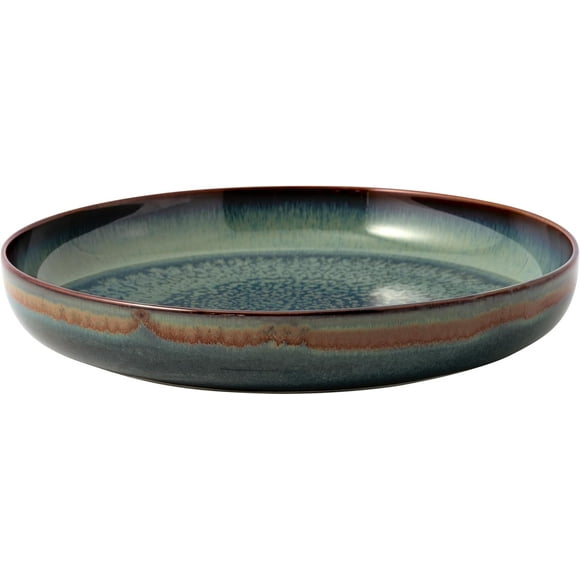 HYKE like. by Crafted Breeze Deep Plate/Pasta Bowl, 8.5 in, Premium Porcelain Grey Blue