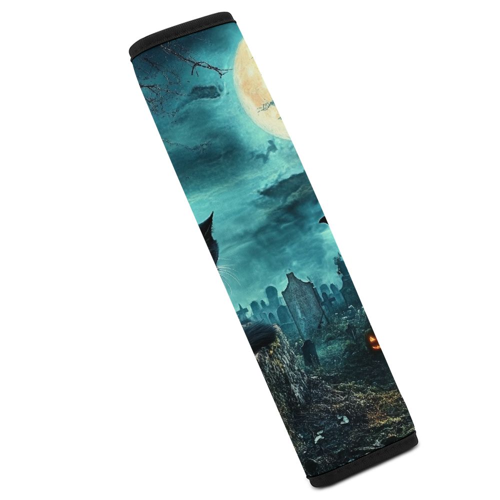 HYKY Cute Black Cat Car Safety Belt Shoulder Pad Funny Halloween Seat