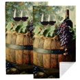 HYKY Grapes Wine Barrel Hand Towel 27.5*16in 2Pack for Kitchens