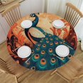 HYKY Peacock Moon Night Round Tablecloth 100 Polyester Fiber Table