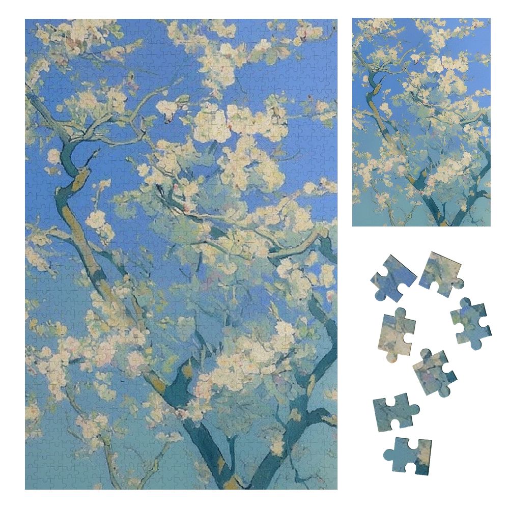 HYKY White Flowers Wooden Puzzle Vertical Challenging Difficult Wood