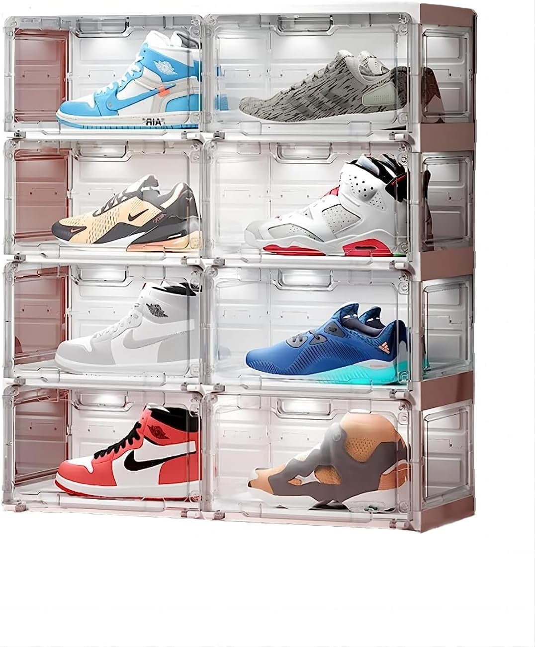 HYLA Shoe Box Basketball Shoe Storage Organizer, LED Transparent