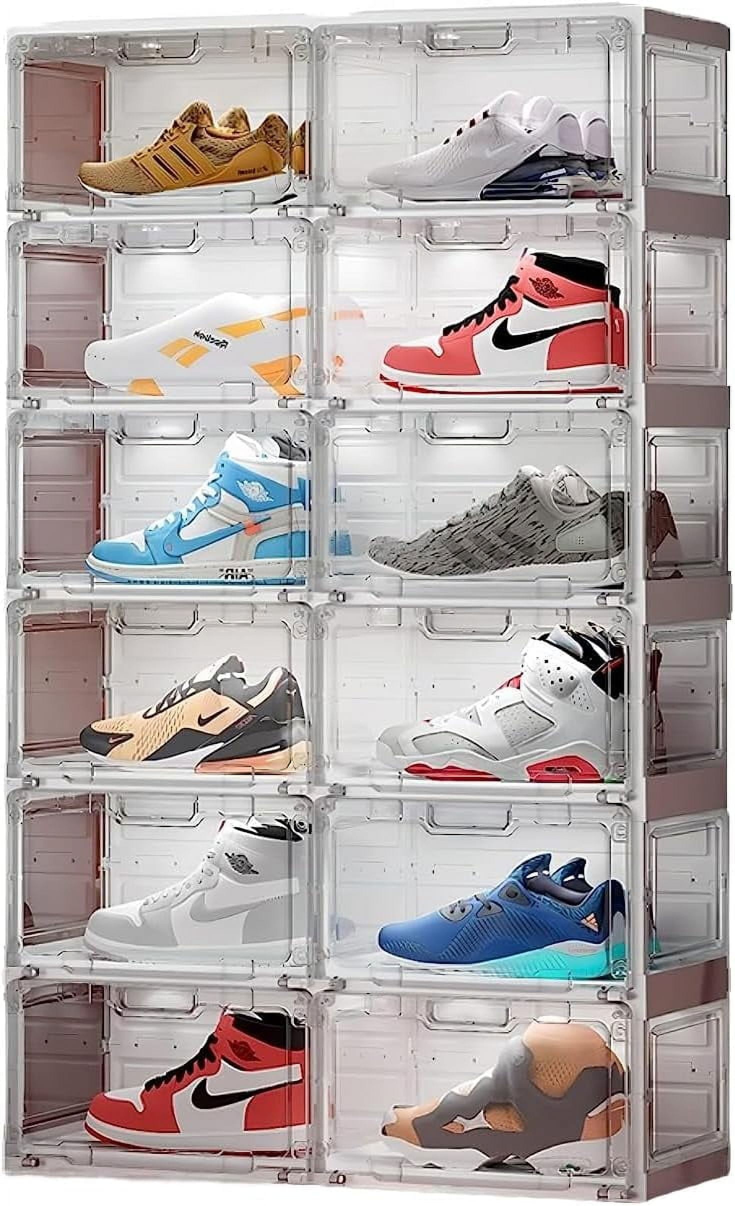 HYLA Shoe Box Basketball Shoe Storage Organizer, LED Transparent