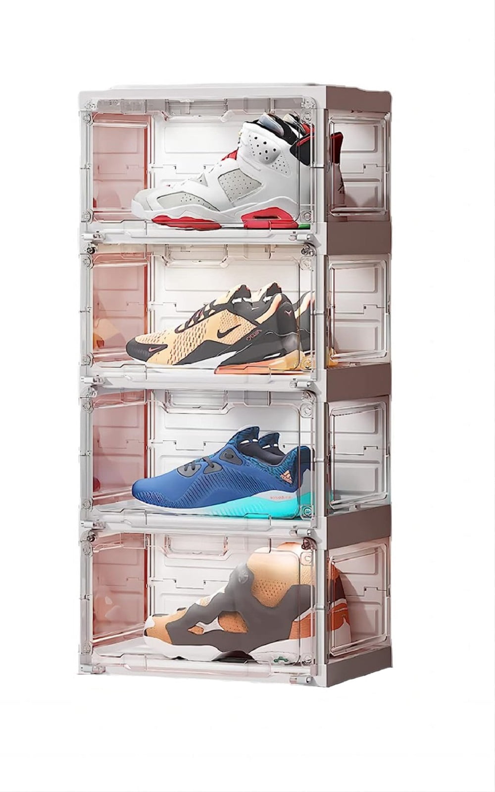 HYLA Shoe Box Basketball Shoe Storage Organizer, LED Transparent