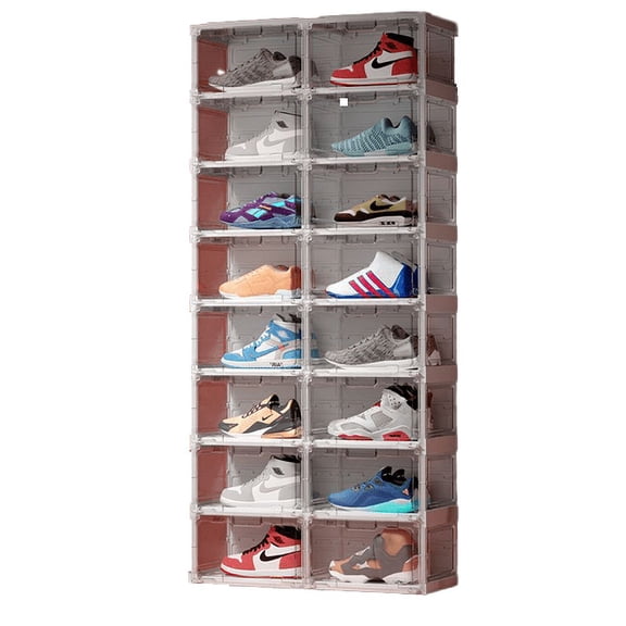 HYLA Shoe Box Basketball Shoe Storage Organizer, Transparent Plastic Stackable Side Drop Front Display Foldable Sneaker Containers Bins…