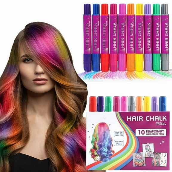 HYLLai 10-Color Water-Soluble Hair Chalk Sticks, Washable, Non-Messy Temporary Hair Color for Kids & Adults