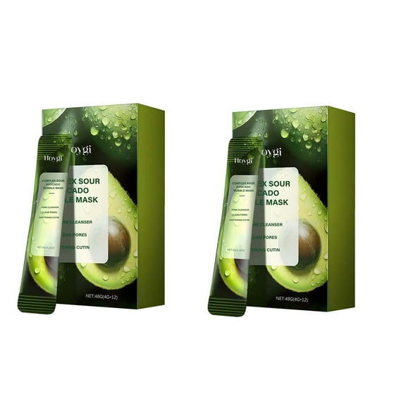 HYLLai 2 Boxes Avocado Foam Cleansing Mask, Deep Pore Cleanse & Hydration, Shrink Pores, Moisturize, 12-Pack Jelly Film