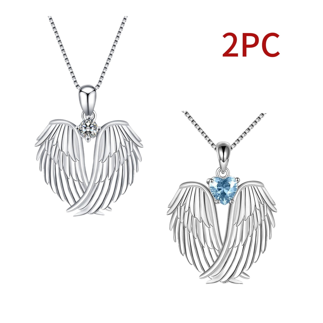 HYLLai 2 PCS Angel Wings Necklace Set Jewelry-Guardian Angel Wings 